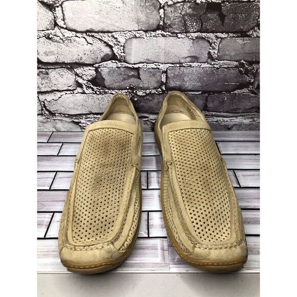 Donald J PLINER Esco Tan Suede Perforated Driving Moccasin Loafers Shoes Men 13M - Picture 2 of 16
